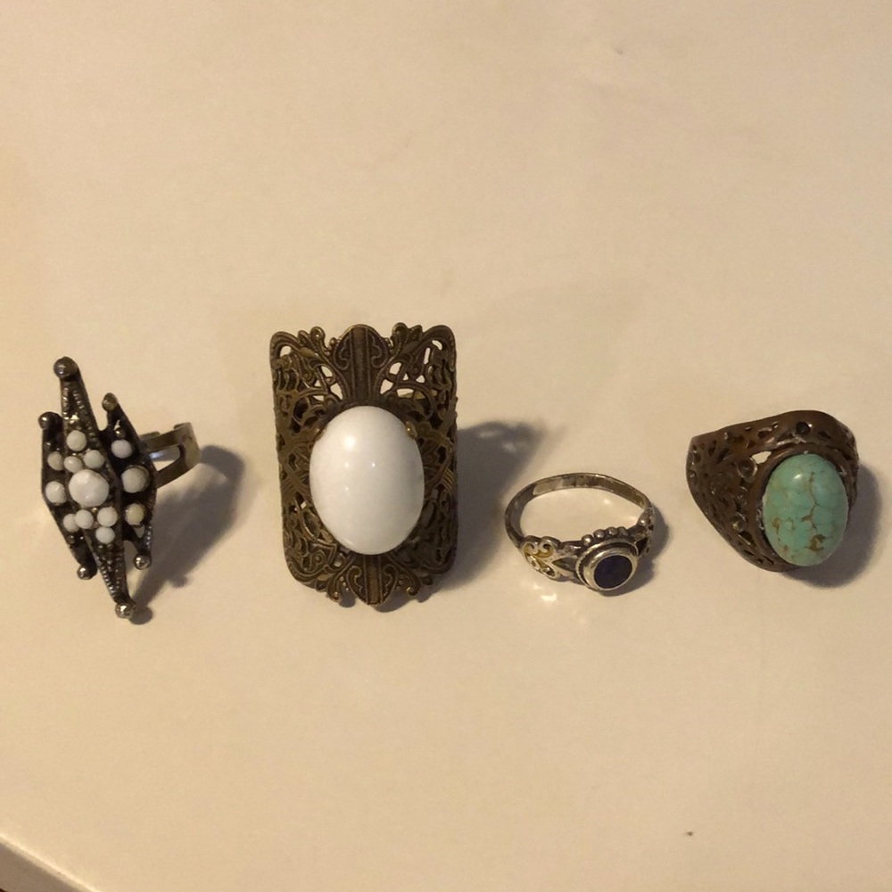 4 boho rings